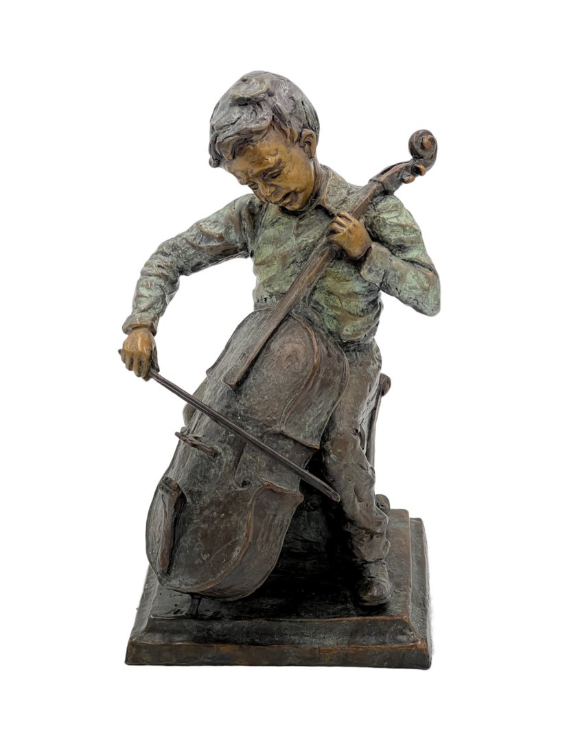 Mitch S. Billis Bronze Sculpture of Boy playing Cello, c. 2004 (1 of 7)