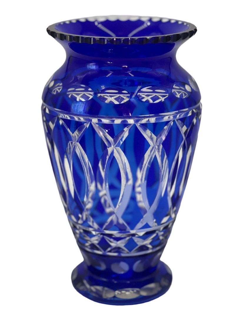 Vintage Czech Blue Bohemian Crystal Vase (1 of 7)