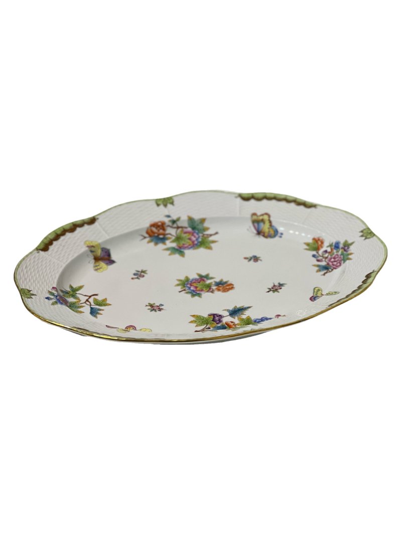 Herend Hungary Queen Victoria Green Oval Large 16" Platter (1 of 11)