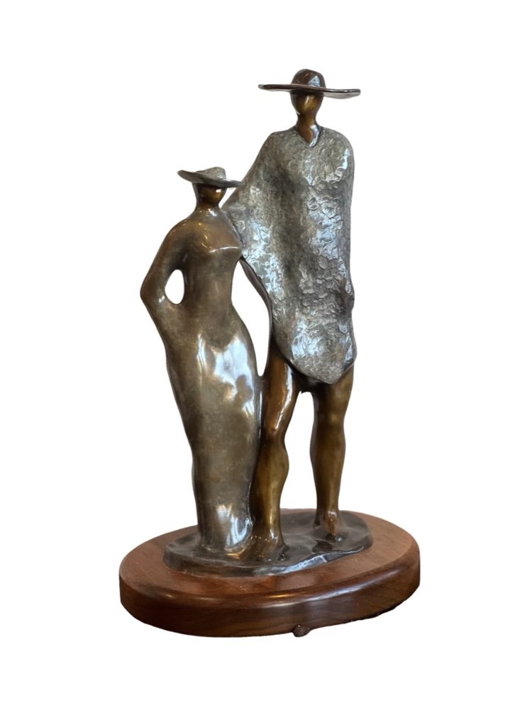 "Mutual Support" Modern Bronze Statue by Colombian Artist Guilloume (1 of 9)