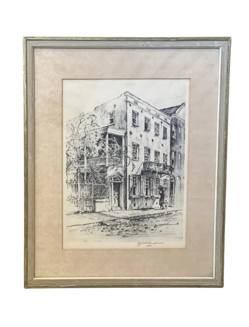 Charleston Artist Elizabeth O'Neill Verner Original Signature Print of Etching: Elizabeth O'Neill Verner was an artist, author, lecturer, and preservationist who was one of the leaders of the Charleston Renaissance. She has been called "the best-known woman artist of South Caroli