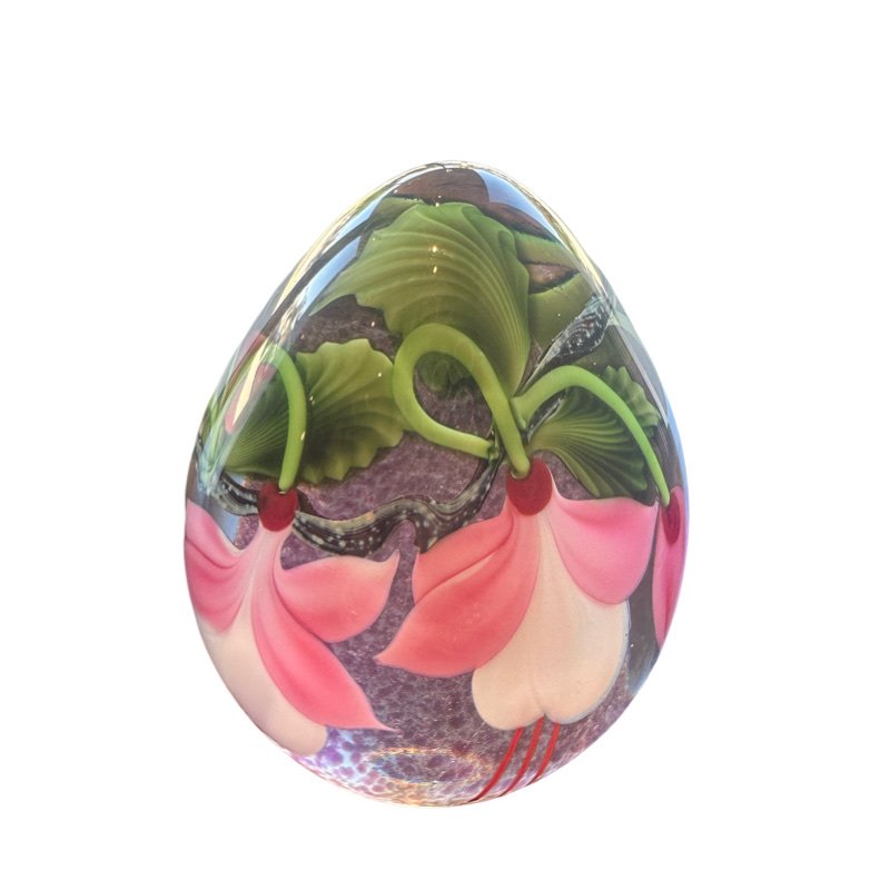Vintage Orient & Flume Egg Paperweight: Vintage Orient & Flume Egg Shaped Paperweight with Flowers marked 120/250 measures 3.5" tall circumference 8" weight 1 pound **SHIPPING on this item offered through in house shipping