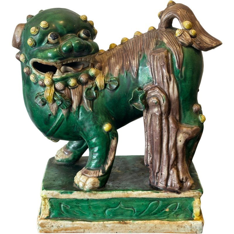 Glazed polychrome stoneware fu/foo/fo dog: Glazed polychrome stoneware Dog of Fo LARGE ANTIQUE CHINESE PORCELAIN FOO DOG STATUES WITH NICE COLOR 10"x9"x4" **SHIPPING on this item offered through, UPS 843-203-3466- store7194@theupsstore.com -Pa