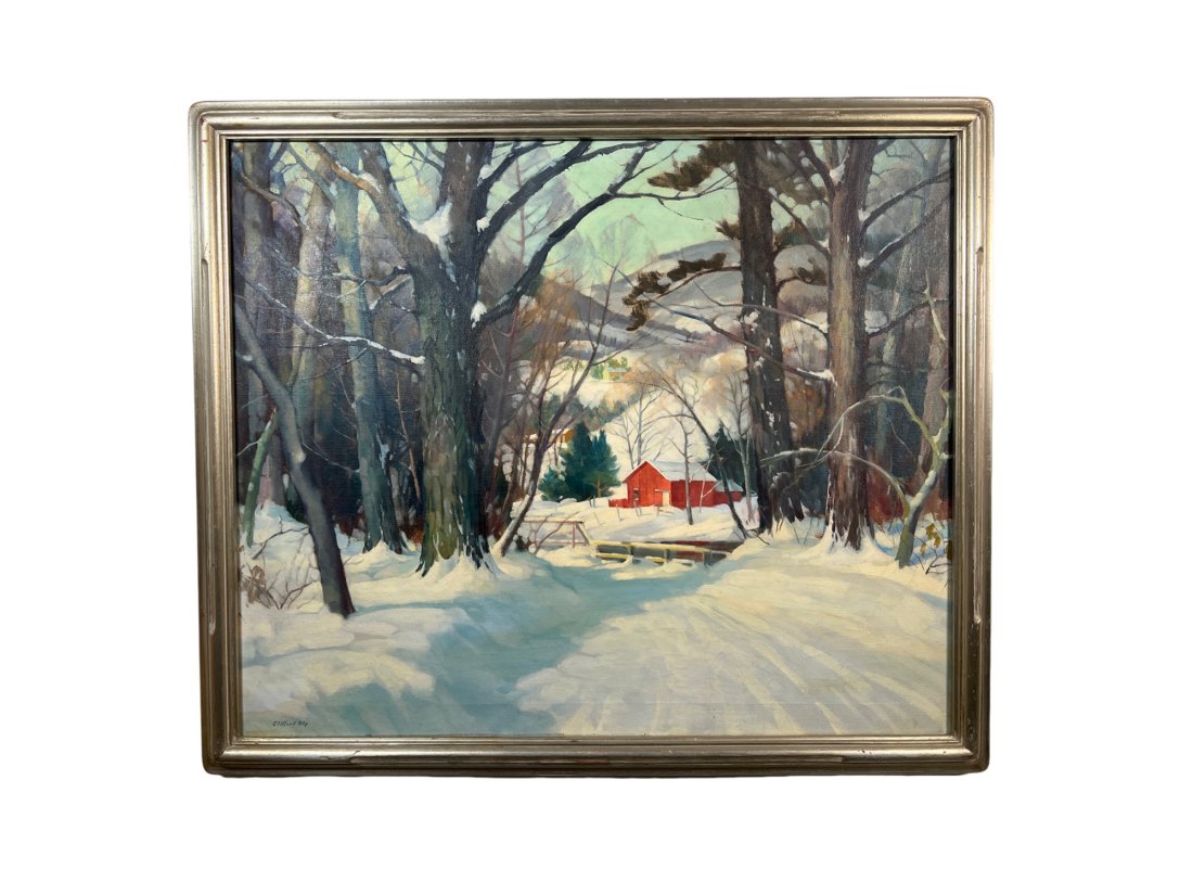 Original Oil on Canvas Winter Scene By Clifford Mccormick Ulp (1 of 6)