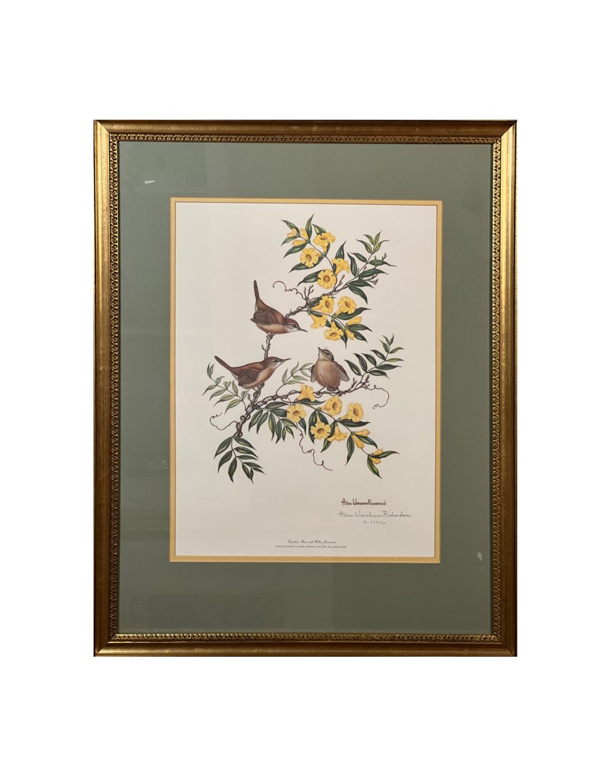 "Carolina Wren With Yellow Jessamine" - Anne Worsham Richardson Signed Print (1 of 3)