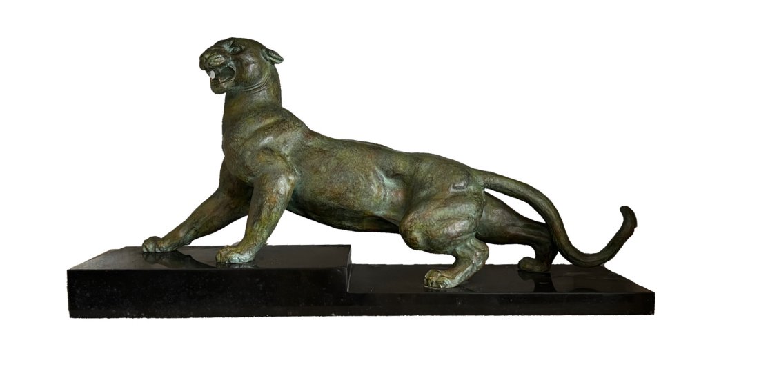 Alexandre Ouline Art Deco Bronze Panther Sculpture (1 of 10)