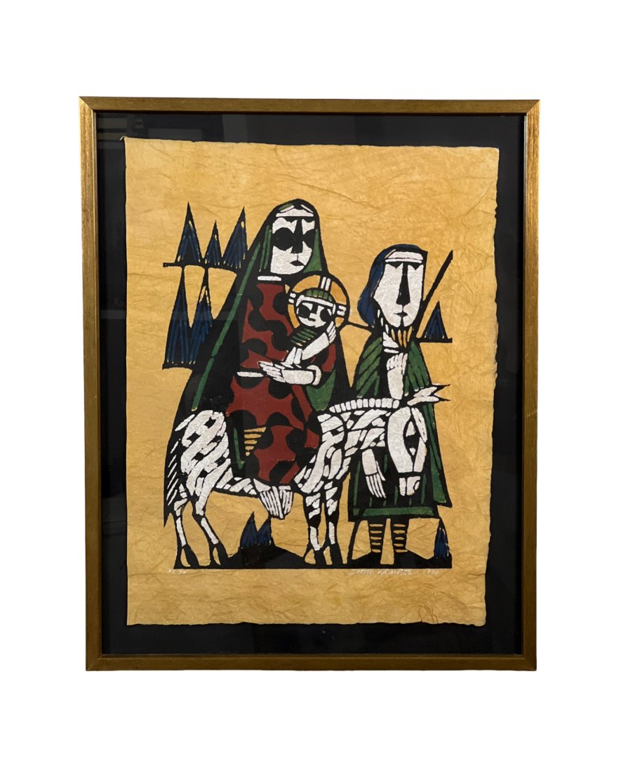 Sadao Watanabe print of Joseph, Mary, and Jesus on Donkey 23/70 (1 of 7)