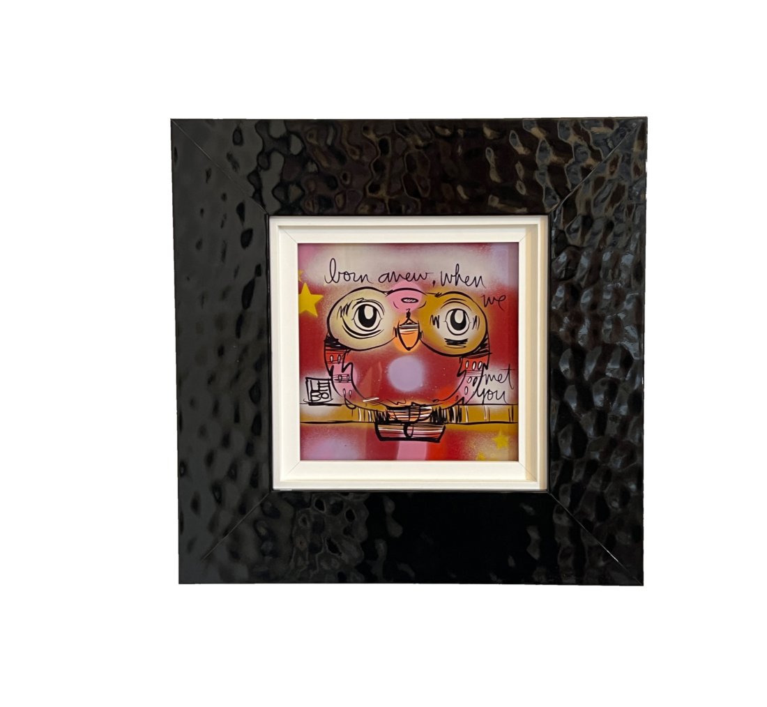 Acrylic painting "Born A New When We Met You" by Daniel LeBatard (as Lebo): Measurement: 8" x 8" Acrylic painting on plexiglass. Hand-signed in pigment lower left by the artist. Titled on verso. A unique work.**SHIPPING on this item offered through, UPS (843) 856-9099 store21