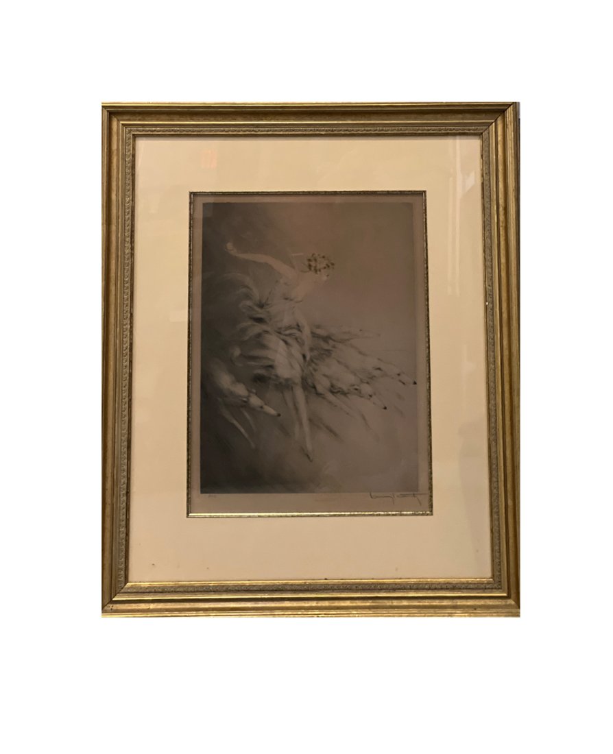 Louis Icart "Zest" Etching In Beautiful Gold Gilded Linen Frame (1 of 5)
