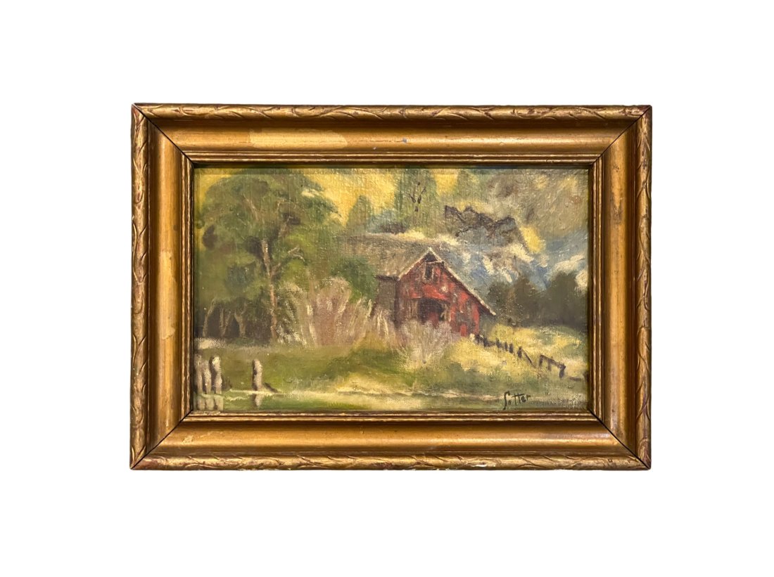 George Sotter 'New Hope Barn' Oil on Board Sketch (1 of 5)