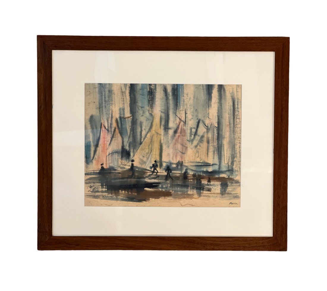 John Marin Original Watercolor on paper with Boats and Figures (1 of 10)