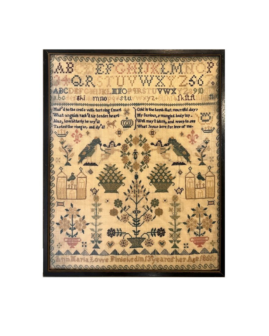 Antique 1866 Cross Stitch NeedleWork Sampler (1 of 8)