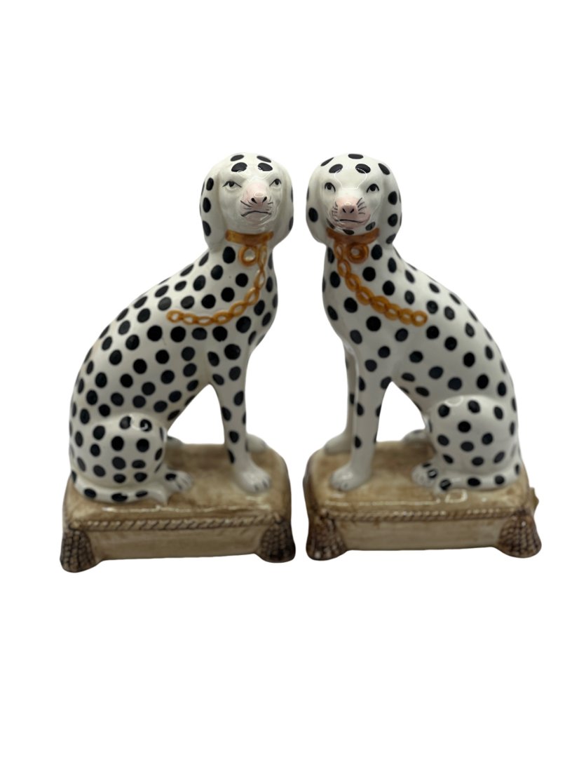 Vintage Fitz and Floyd Pair of Dalmatian Staffordshire Statues Bookends (1 of 6)