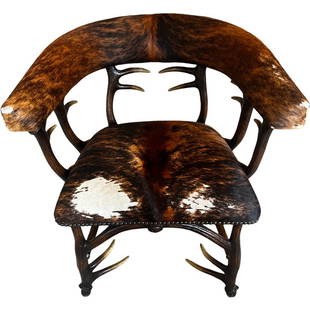 Steer Horn Cow Hide Armchair Attributed To Wenzel Friedrich: Measurements: 33"H, 20" seat height, 30"length, 20"depth. Estimate weight 60pounds *SHIPPING on this item offered through, UPS 843-203-3466- store7194@theupsstore.com -Pak Mail 843-849-0310- info@char