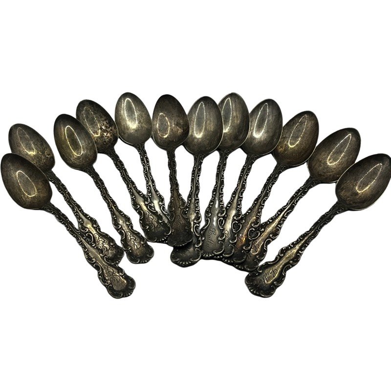 Lot Of Twelve Sterling Silver Spoons Daniel Low Company (1 of 6)