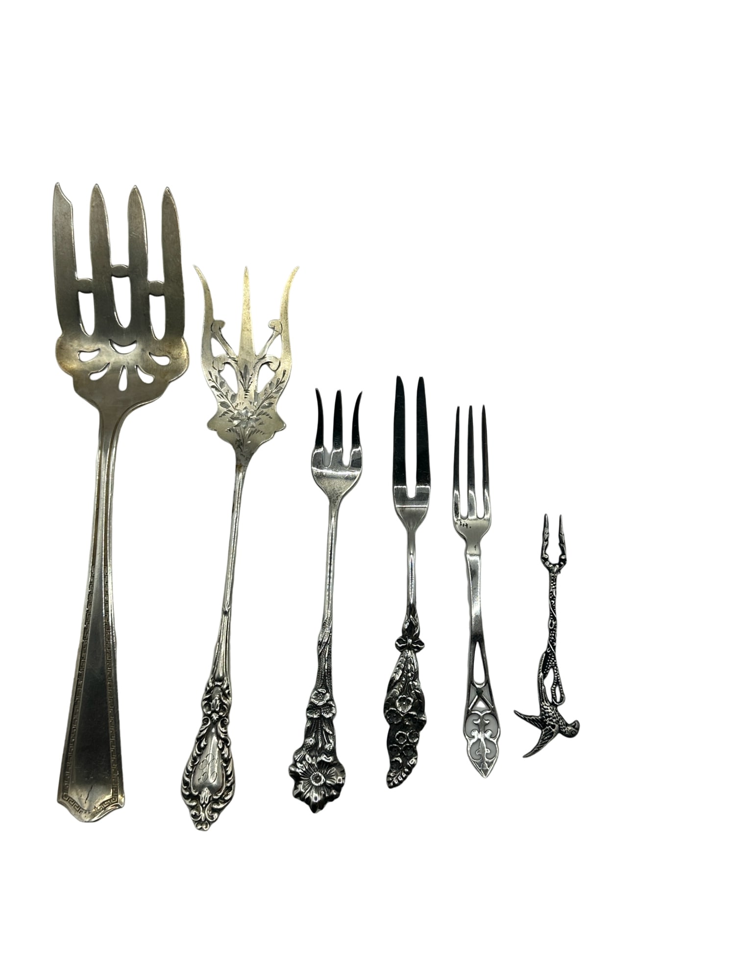 Lot of 6 Fun Forks including Reed and Barton, Watson, and Sterling Silver Mfg. Co (1 of 10)