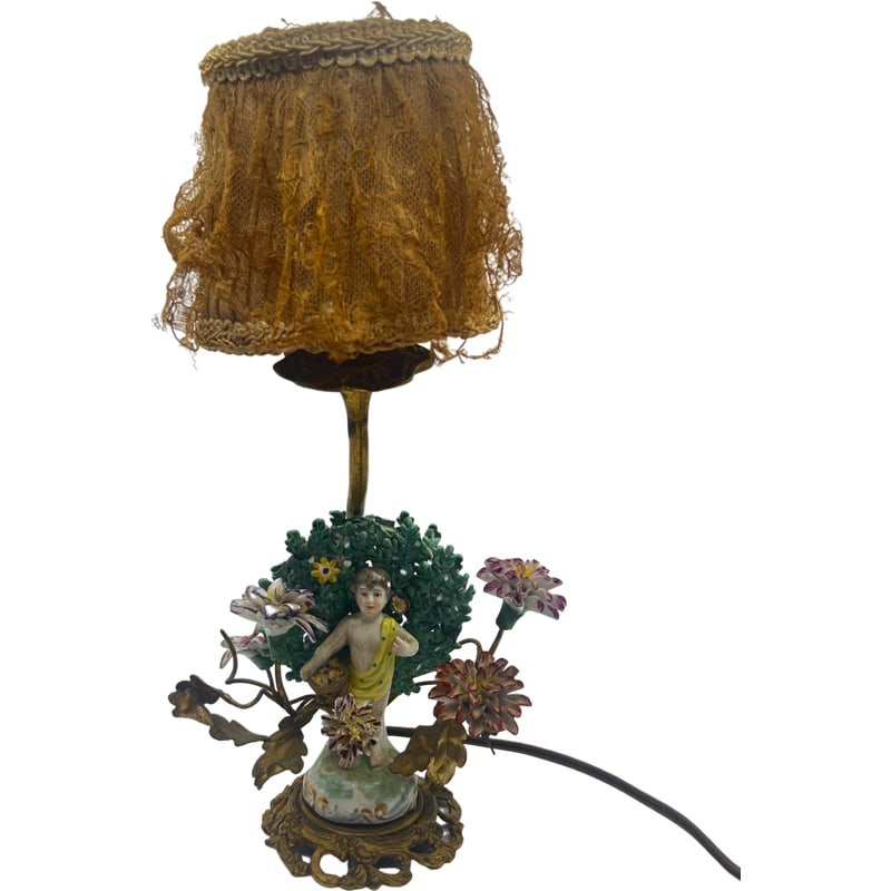 Meissen? European Porcelain Lamp: A beautiful small European porcelain lamp. Measurements: 11" H x 5.5" L x 3.75" Depth of base. Weight: 1.3 lb **SHIPPING on this item offered through, UPS 843-203-3466- store7194@theupsstore.com -Pak 