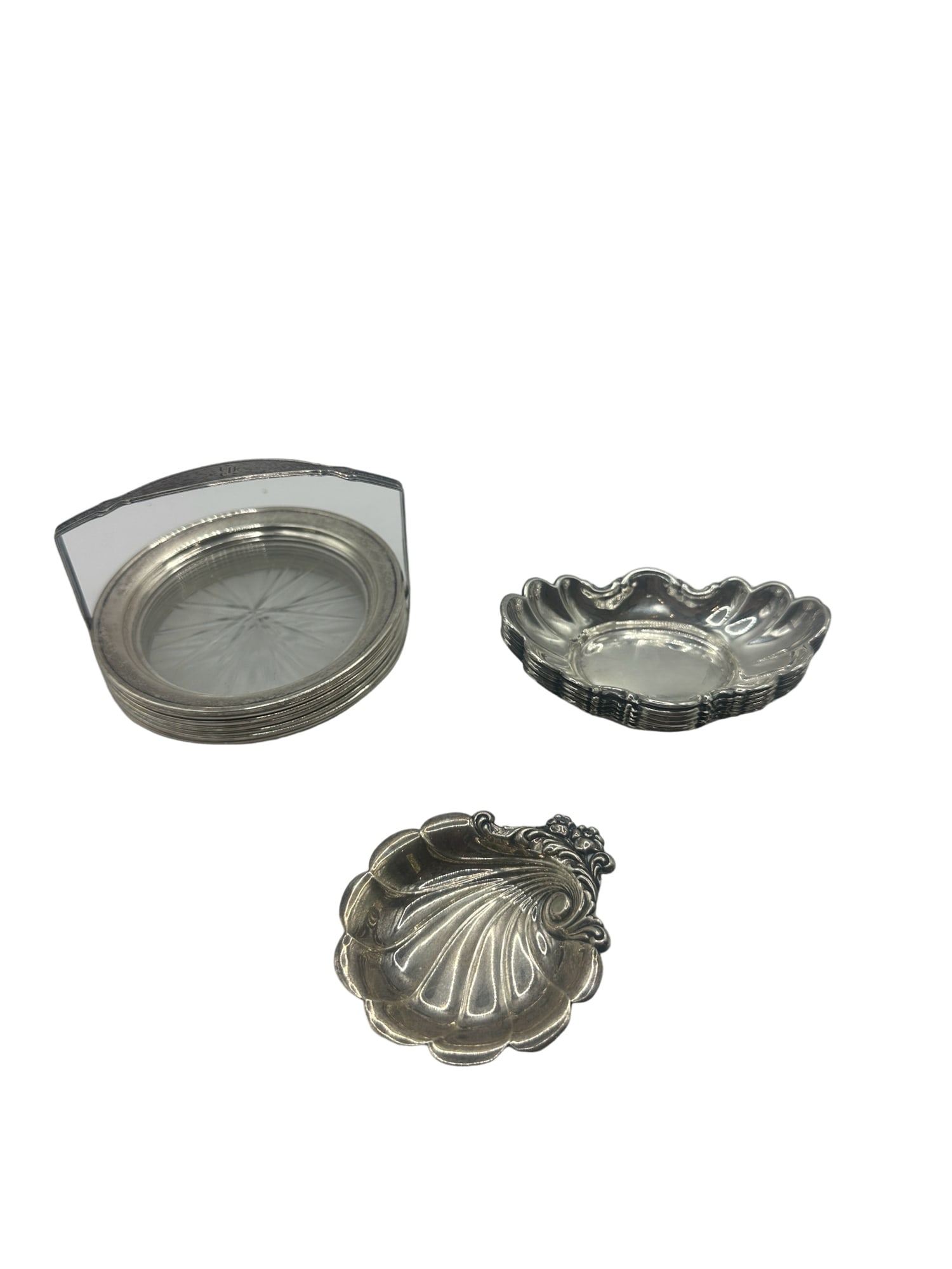 Lot of Sterling Silver including Coasters and Tray/Dishes (1 of 10)
