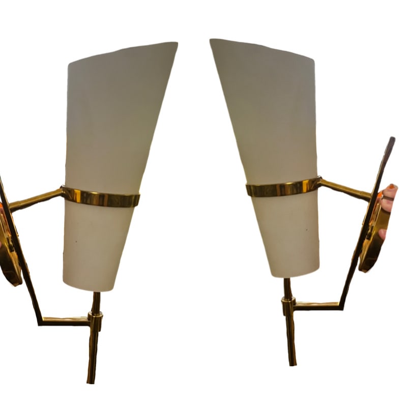 Pair of Italian Conical Torchier Sconces: Enhance your living space with the timeless elegance of these modern Italian sconces. These sconces are not just lighting fixtures; they are statement pieces that represent the pinnacle of luxury and 