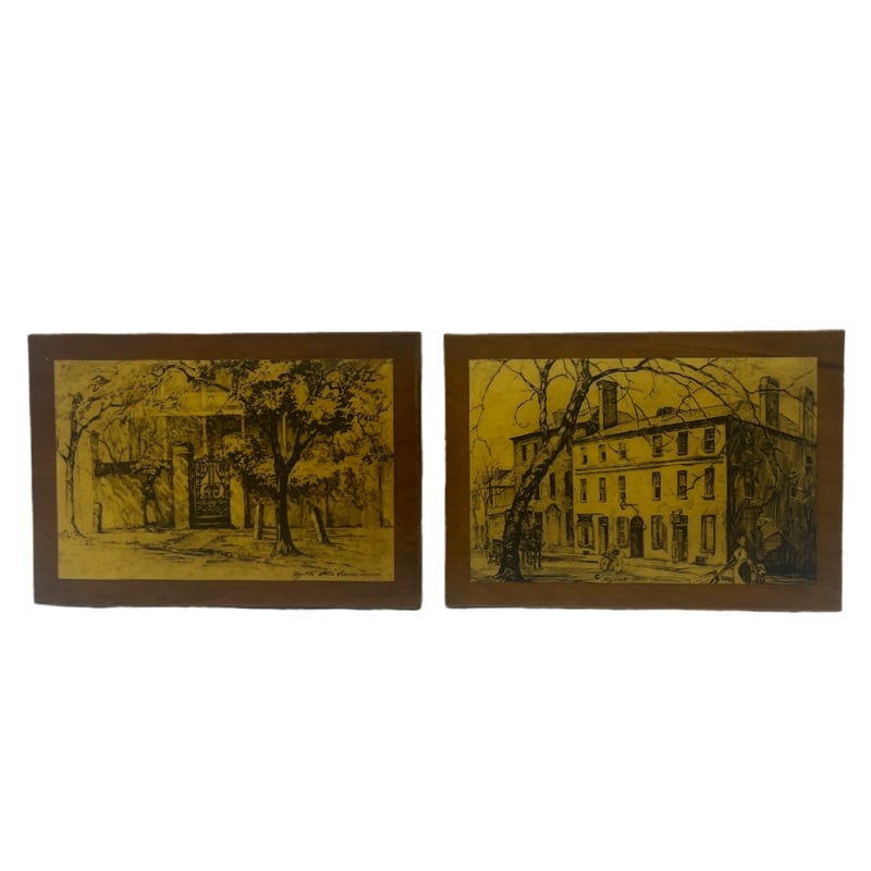 Two Elizabeth O’Neill Verner Wooden Plaque Drawings (1 of 8)