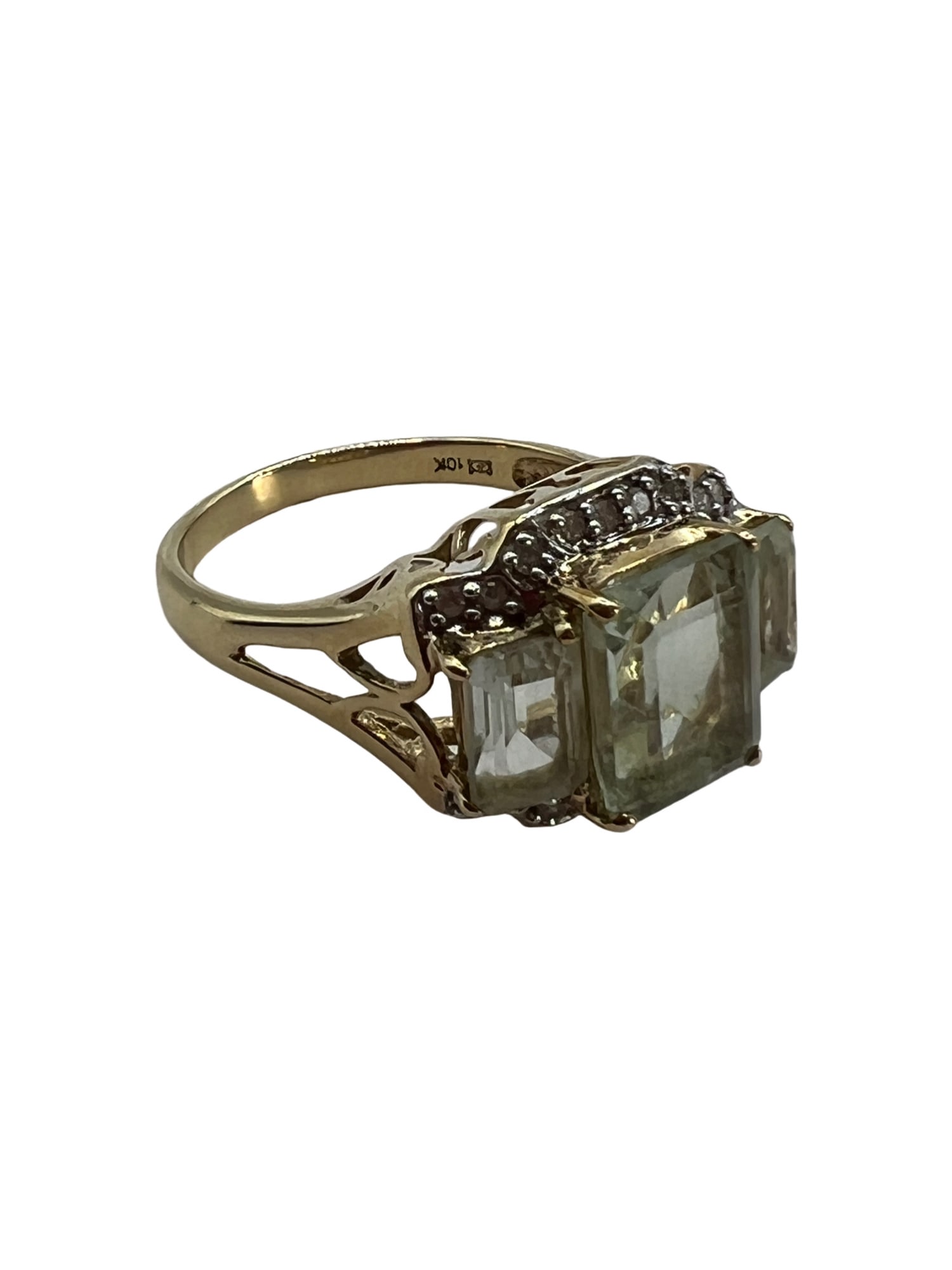 10K Gold Ring With Aquamarine Stones (1 of 8)