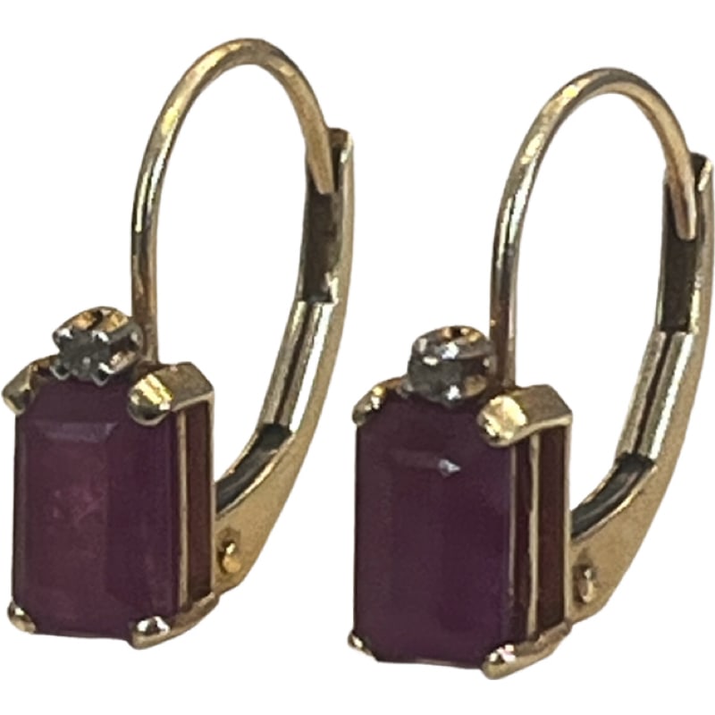 14K Gold Ruby and Diamond Earrings (1 of 4)