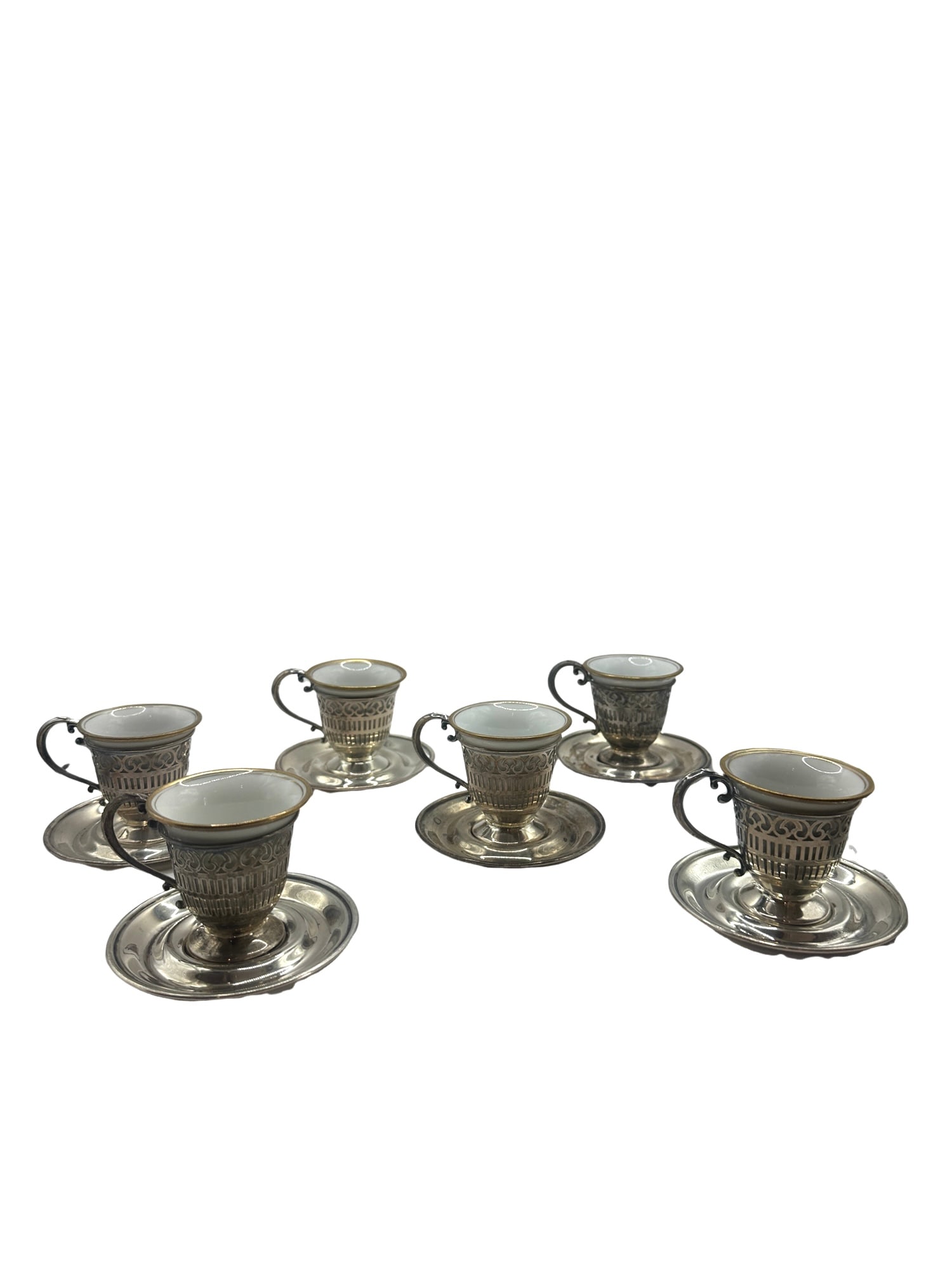 6 Sterling Silver Demitasse Cups & Saucers 6 cups marked Germany (1 of 10)