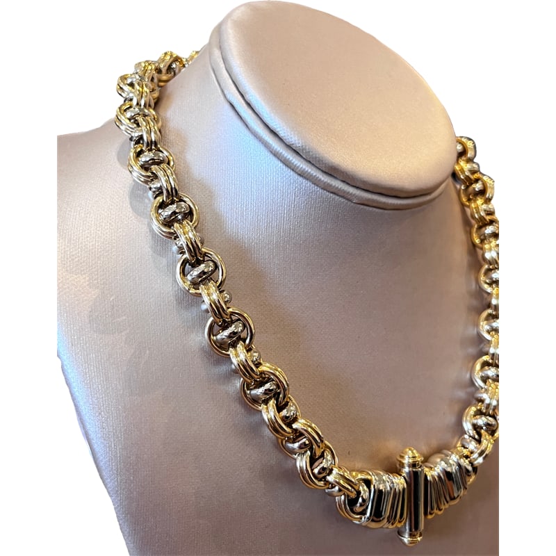 14K gold necklace Tapered Double Rolo Links Chain: 14K gold necklace Tapered Double Rolo Links Chain 85g 17.5" length unclasped .5"W *** **SHIPPING on this item offered through, UPS 843-971-4111 store3809@theupsstore.com -Pak Mail 843-849-0310- info@c