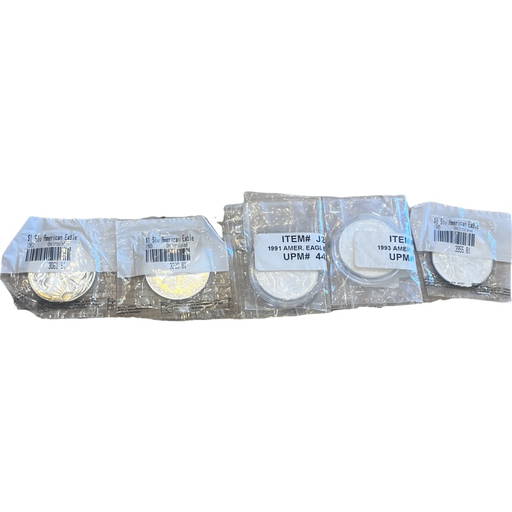 Five Silver American Eagle Dollars Uncirculated