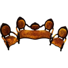 Antique Miniature Victorian doll/child Sofa/settee/love seat and Chairs