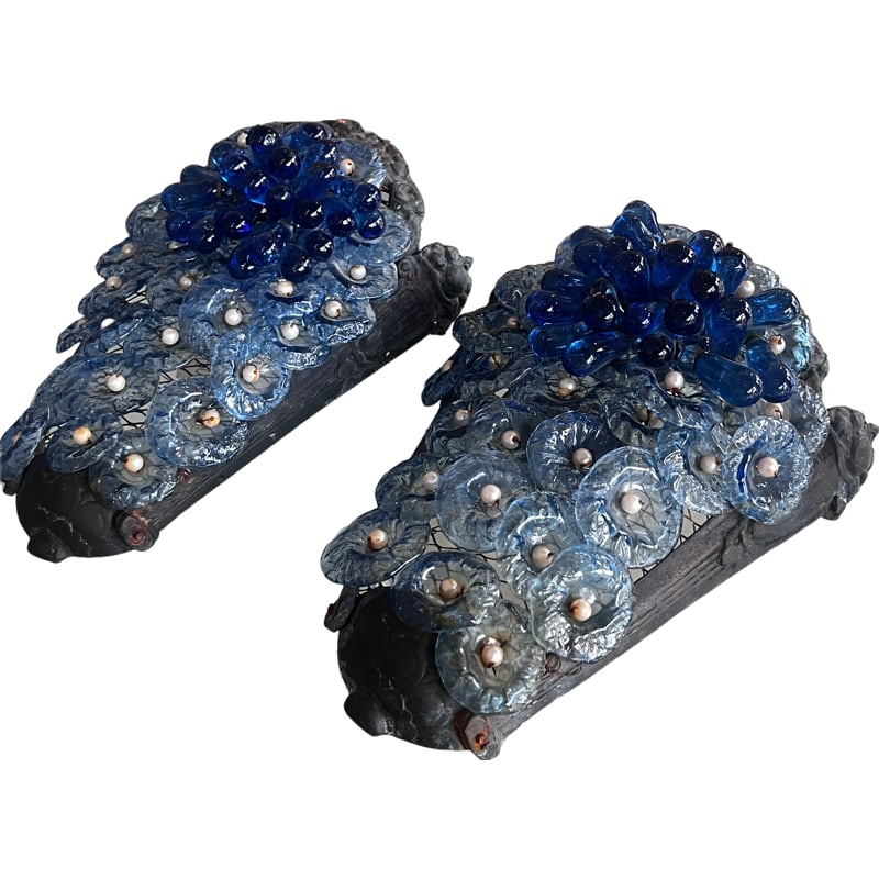 Pair of Glass Murano Sconces with Pearls (1 of 6)