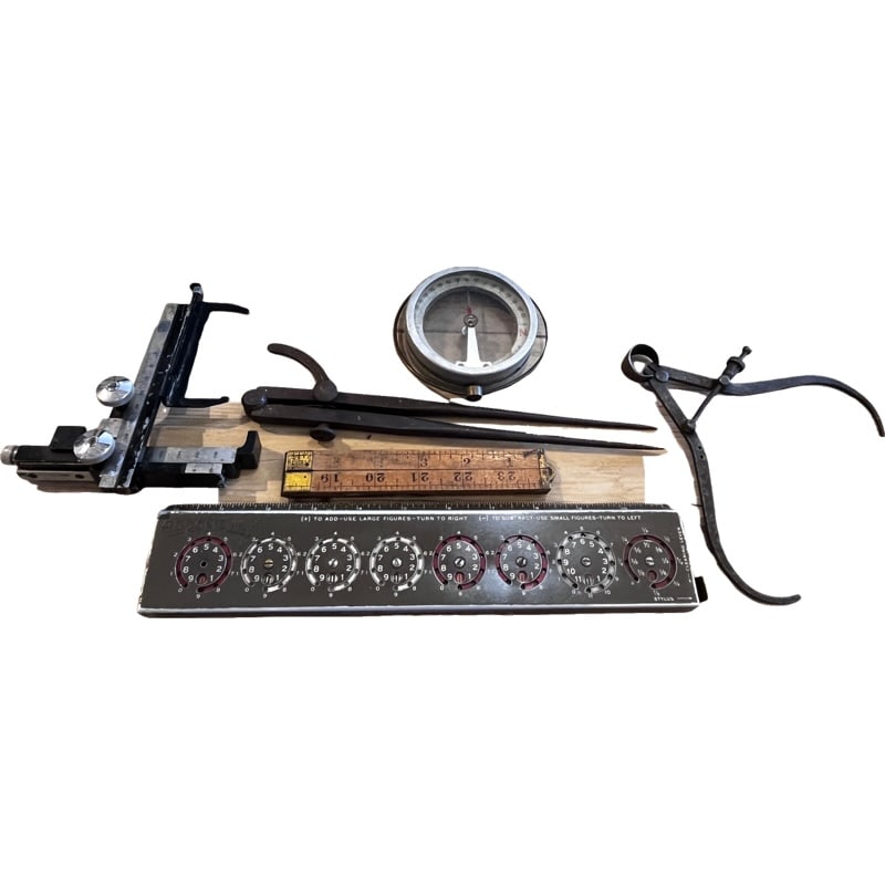 Antique and Vintage Architectural Tools and Measuring Tools / Rulers, Compass, Spring Caliper (1 of 6)