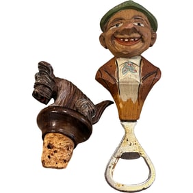 Vintage Anri Carved Wood Bar Ware