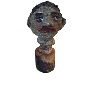 Antique Paper Mâché Puppet Head Folk Art Black Americana