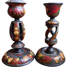 Pair of Indian Kashmiri Candlesticks