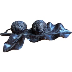 Black Forest Carved Double Walnut Inkwell