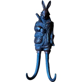 Modern Black Forest Carved Rabbit Whip Hook / Coat Hook