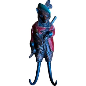 Modern Carved Wooden Hunting Fox Coat Hook / Whip Hook