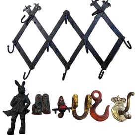 Unique Assorted Vintage Hooks / Accordion Wall Hooks