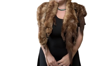 Vintage Stone Marten Mink Fur Stole Shawl Wrap Boa Cape/ VINTAGE MINK SCARF / SHAWL WHOLE PELTS