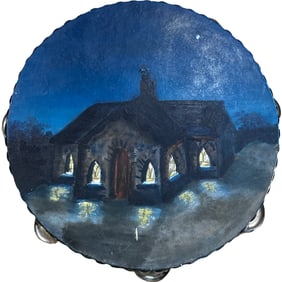 Folk Art Hand Painted Tambourine