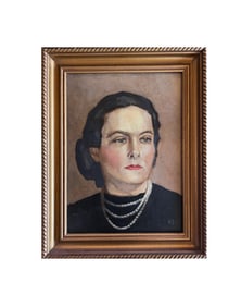 Vintage Oil Painting of Lady on Board