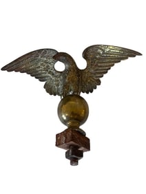 Antique American Gilt Bronze and Brass Eagle on Ball