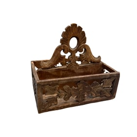 Antique Black Forest Carved Letter Rack Holder, Tray, Caddy Holder