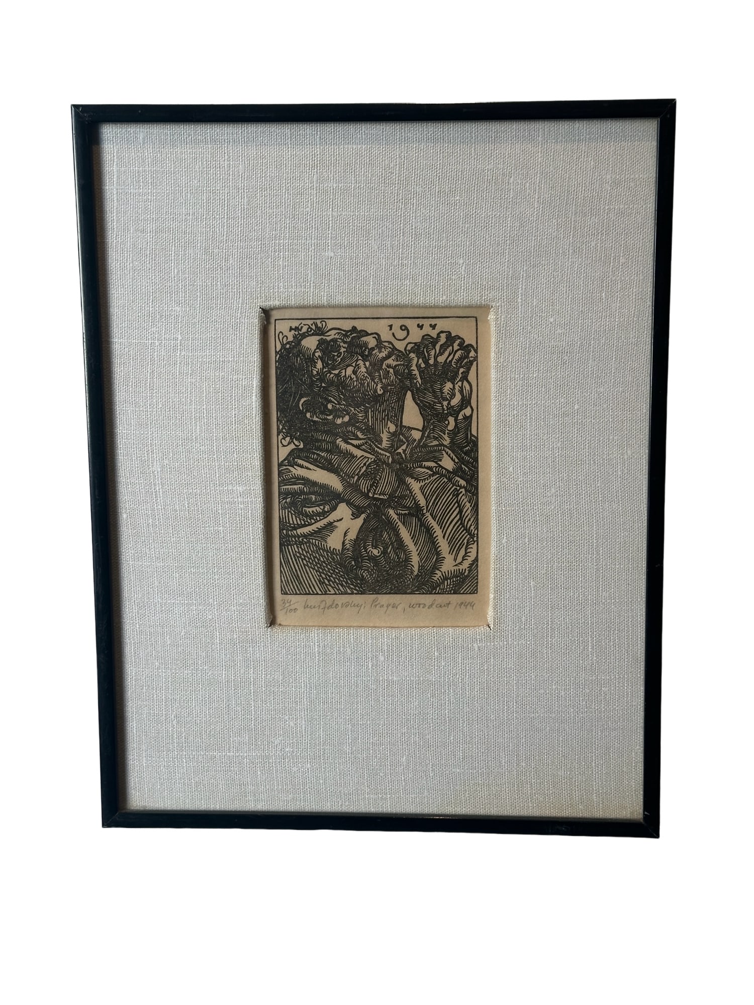 Jacques Hnizdovsky Woodcut 'Prayer'  1944 (1 of 6)