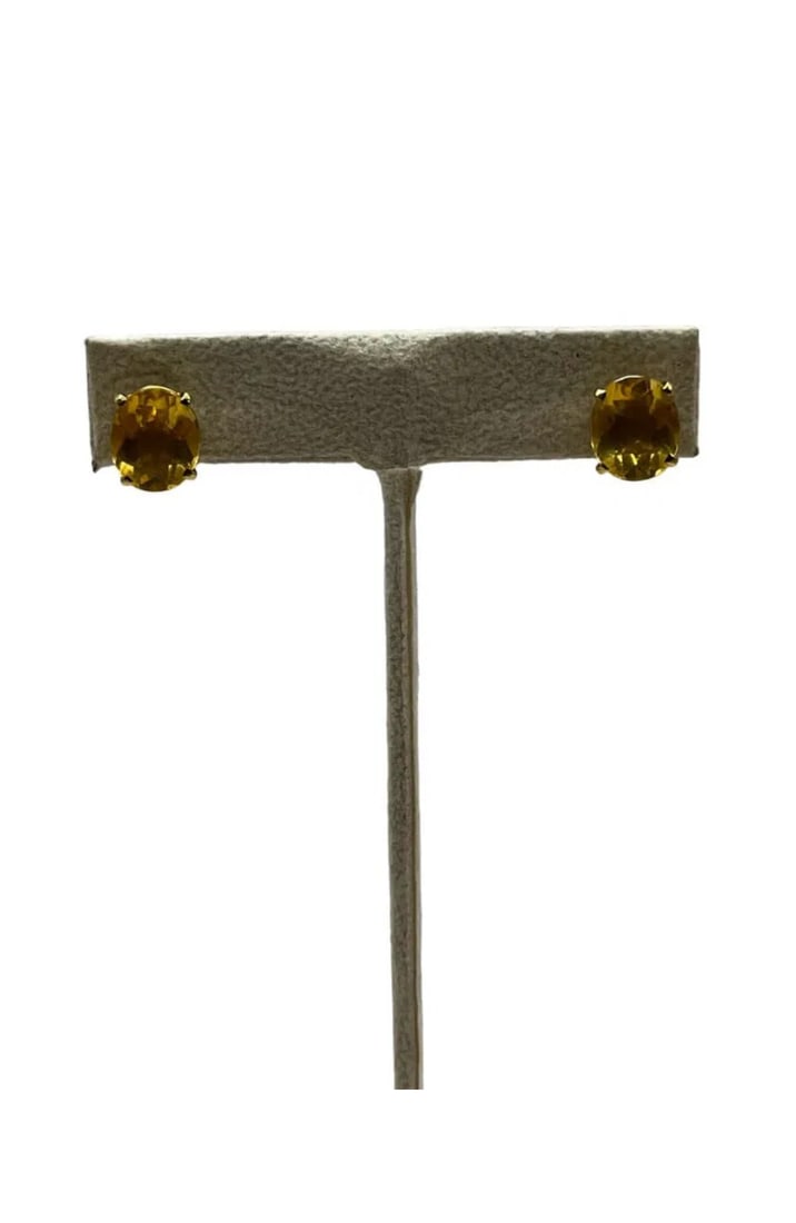 14k Yellow Gold Citrine Stud Earrings (1 of 8)