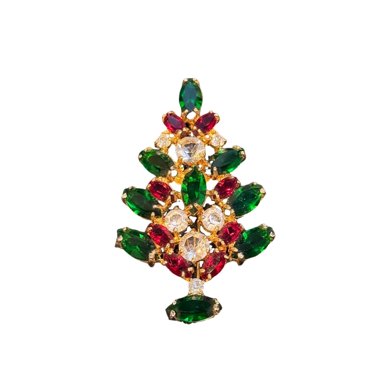 Eisenberg Ice Christmas Tree Brooch Pin, Vintage Costume Jewelry (1 of 6)