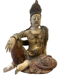 Huge Goddess of Mercy/bodhisattva/Guan Yin/Avalokite elm/walnut wood 18th or 19th? century Sculpture