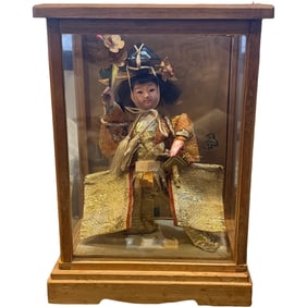 Vintage Geisha Doll in Glass Box