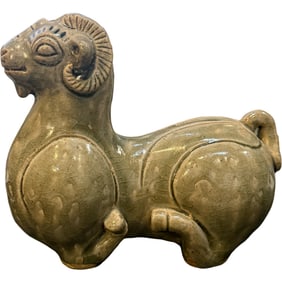 Chinese Yue Kiln Porcelain Ram / Glazed Pottery